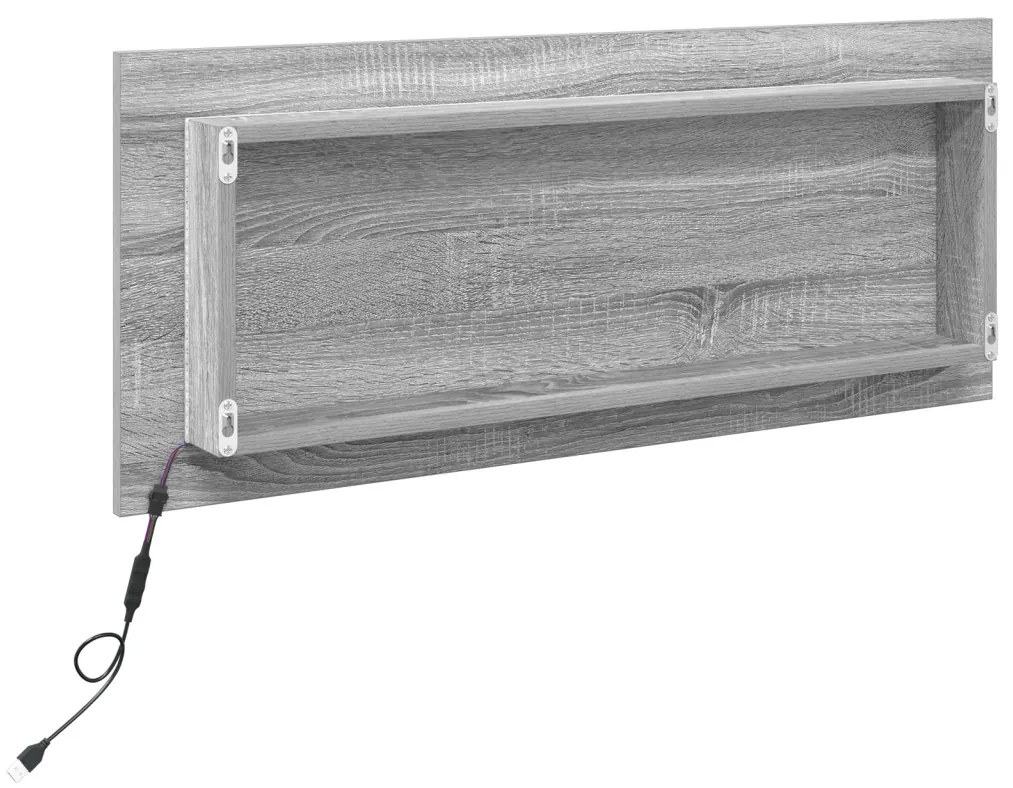 Fürdőszobai Tükör LED Fénnyel Szürke Sonoma 90x8,5x37 cm