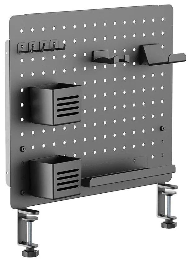 Perforált tábla, pegboard, rendszerező íróasztalhoz, fekete 57,5x52cm LVN System LV0155