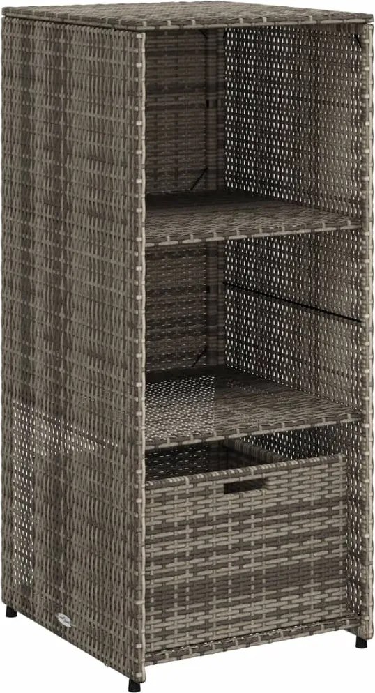 vidaXL szürke polyrattan kerti tárolószekrény 50 x 55 x 115 cm