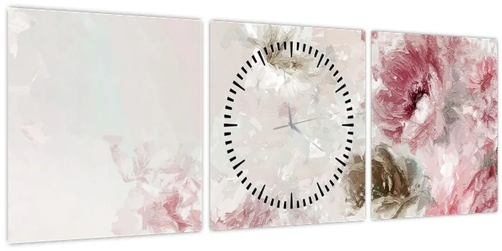 Kép - Festés rózsaszín virágok (órával) (90x30 cm)