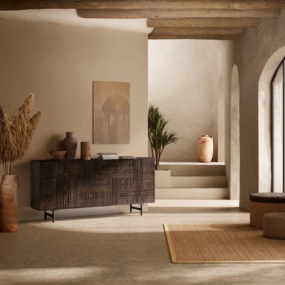 Sötétbarna mangófa komód 160x75x40 cm Kalai – MOME