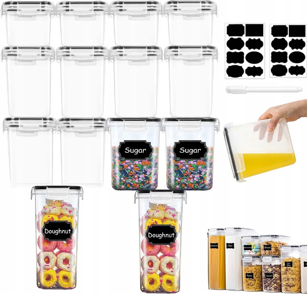 Konyhai ételtároló doboz szett 14 db-os légmentesen záródó tartály