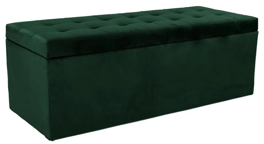 Ülőkés bársony tároló puff, 130 cm, sötétzöld  - MADISON