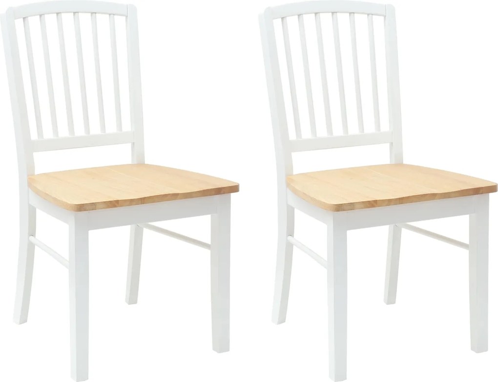 vidaXL Étkező Székek 2 pcs Fehér 50 x 52,5 x 91 cm Tömör Gumi Fa