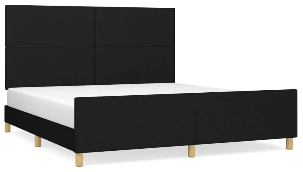 fekete szövet ágykeret matrac nélkül 180 x 200 cm