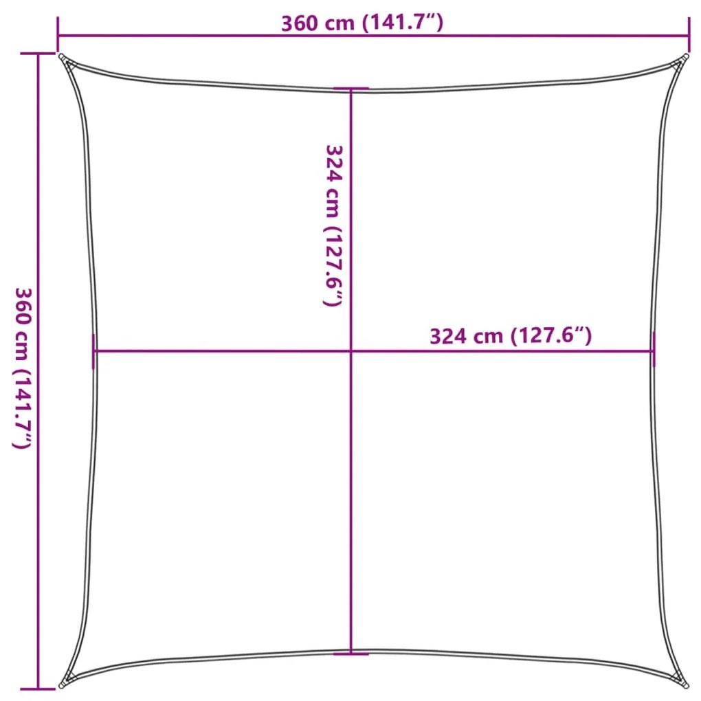 3,6x3,6 m antracit HDPE tér napernyő