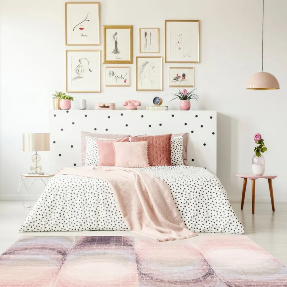 Világos rózsaszín gyapjú szőnyeg 170x240 cm Kaola – Agnella