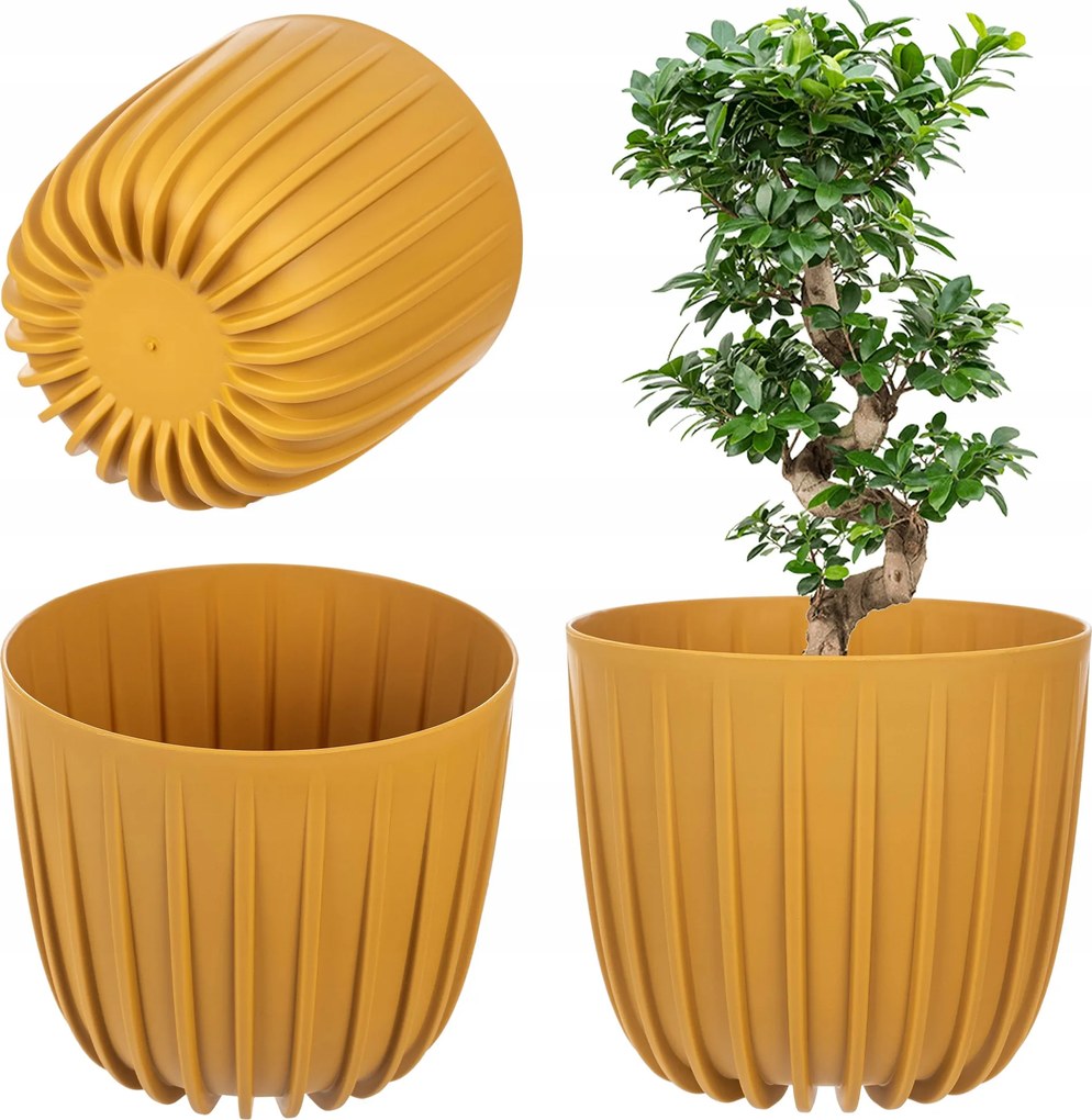 Virágtartó Fedő 17,5cm Kerek Műanyag Virágágyás Sárga