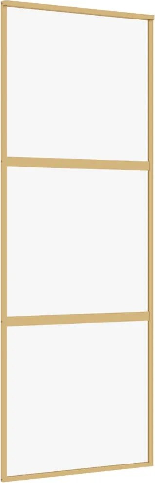 vidaXL aranyszínű átlátszó ESG üveg és alumínium tolóajtó 76 x 205 cm