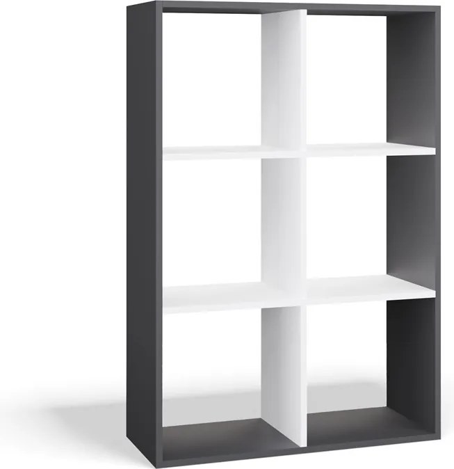 Malax 2x3 polc, 110x75x30 cm, antracit-fehér