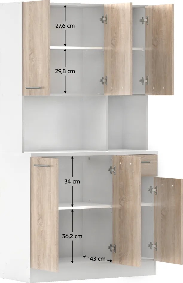 Hatajtós szekrény, fehér/sonoma tölgy, PELION NEW