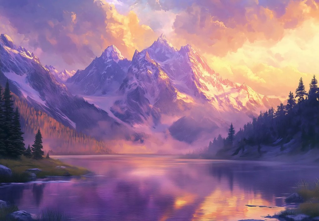 Fotótapéta - Varázslatos napfelkelte a hegyekben (147x102 cm)