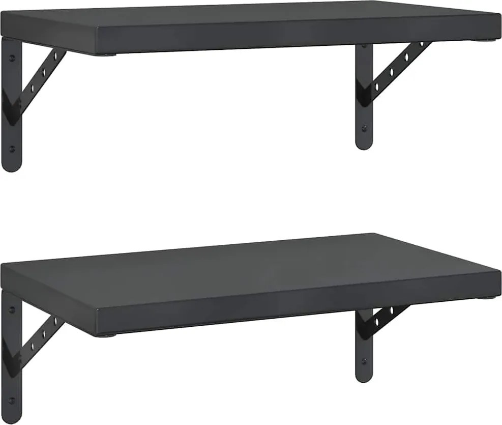 vidaXL 2 db fekete rozsdamentes acél fali polc 50 x 30 cm