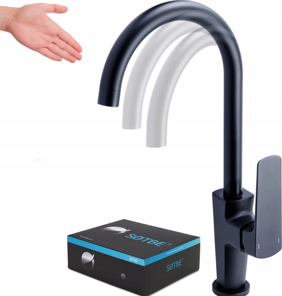 Konyhai csaptelep fekete asztali Forgatható Kifolyócső Sotbe mosogató csaptelep