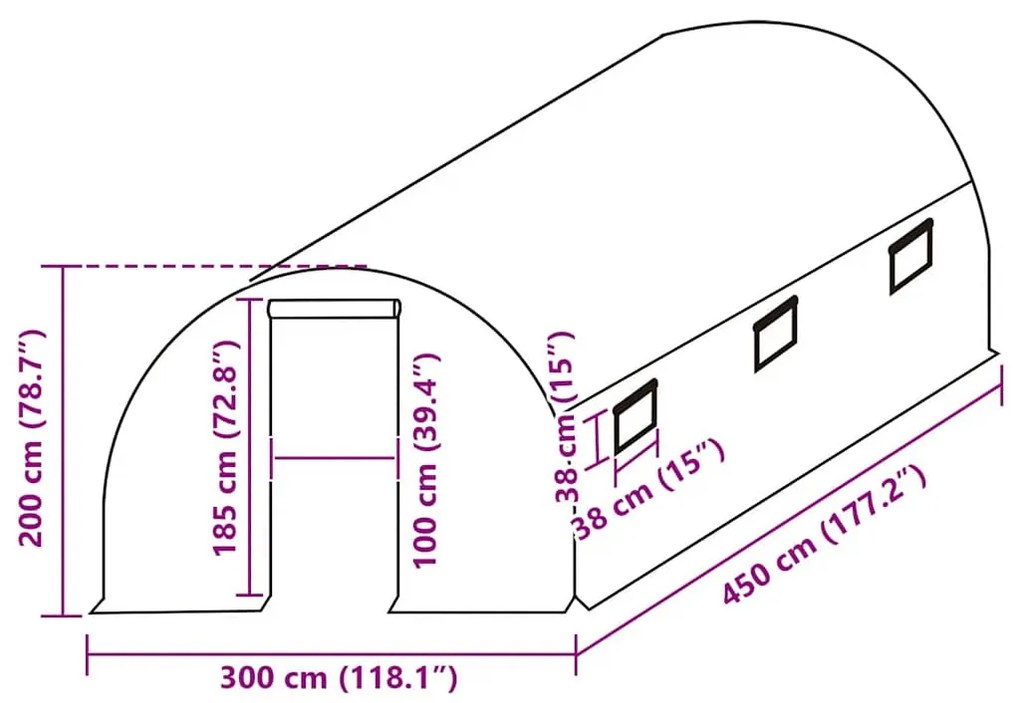 átlátszó melegház pótponyva (13,5 m²) 3 x 4,5 x 2 m