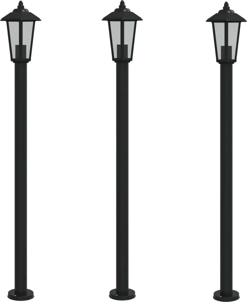 vidaXL 3 db fekete rozsdamentes acél kültéri állólámpa 120 cm