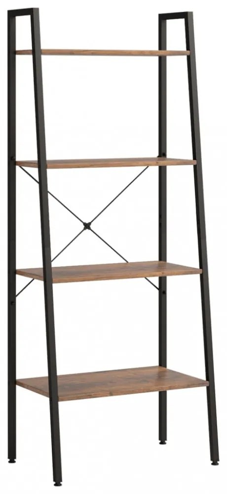 4 szintes sötétbarna és fekete állópolc 56 x 35 x 140 cm