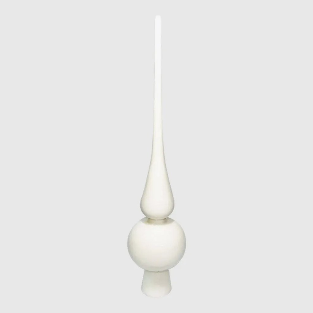 Fehér üveg csúcsdísz 25 cm