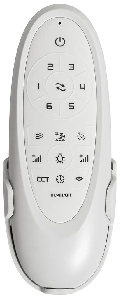 Kültéri mennyezeti ventilátor fehér fa hatású lapátokkal 91,3 cm dimmelhető LED-del távirányítóval IP44 - Toledo