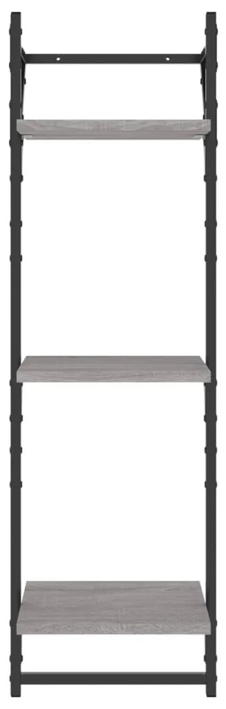 2 db 3 szintes szürke sonoma fali polc rúddal 30 x 25 x 100 cm