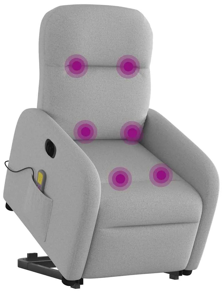 vidaXL Elektromos álló masszázsfotel felhőszürke szövet