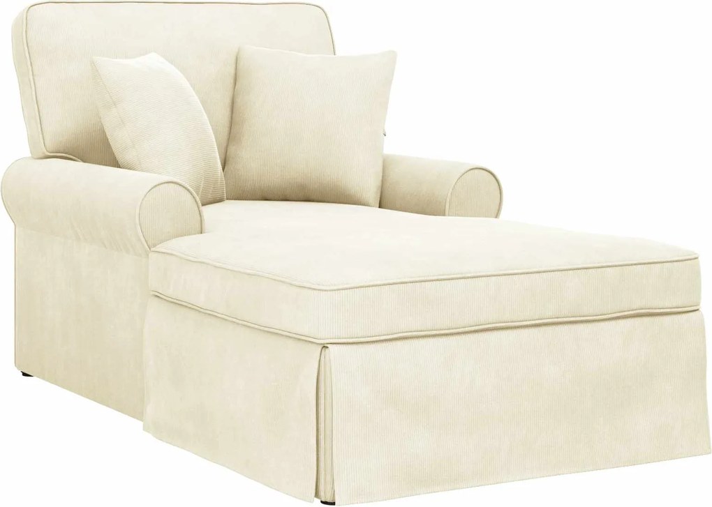 vidaXL Fotel Loungba Szoknyával párnával 3 pcs Krém Bársonyos szövet