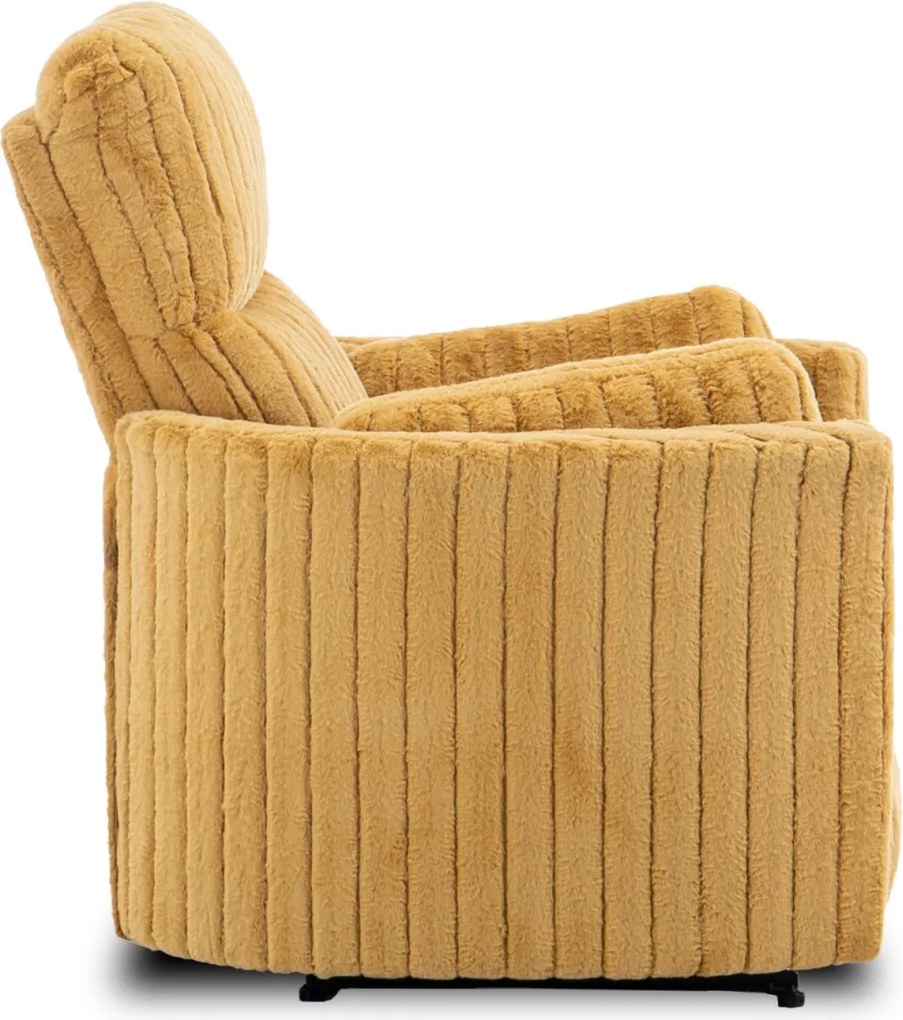 Dönthető fotel mustársárga plüss szövet, RAUL