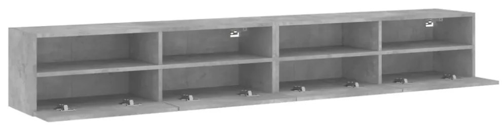 2 db betonszürke szerelt fa fali TV-szekrény 100x30x30 cm