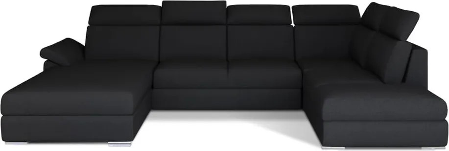 Fekete kinyitható sarokkanapé (jobb oldali-U alakú) Evanell – ELTAP