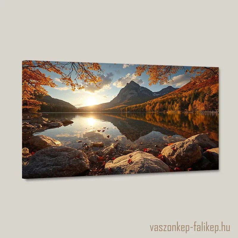 Ősz a hegyi tónál – Prémium falikép 40x23 cm