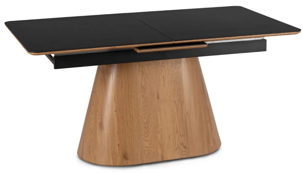 Fekete Márványhatású Bővíthető Kerámia Étkezőasztal LIZBONA 160-200 cm