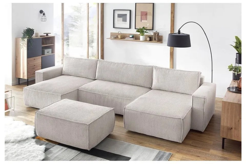 Bézs kordbársony puff Nihad – Bobochic Paris