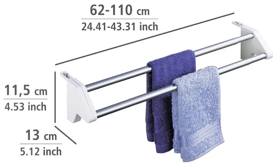 Ezüstszínű függő ruhaszárító 2 m Twin Extendable – Wenko