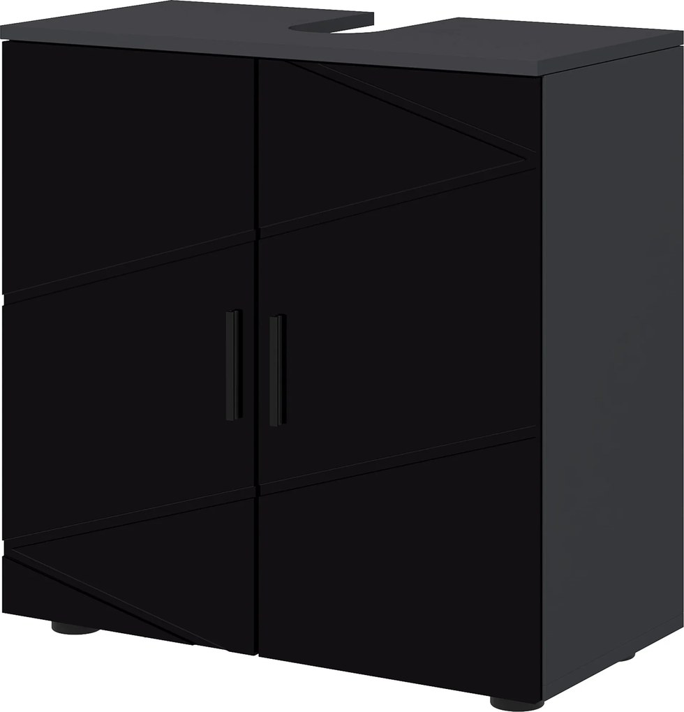 kleankin Mosdó Alatti Szekrény 2 Ajtóval, Fürdőszobai Mosdó Alatti Tároló Szekrény Állítható Polccal, Mosdókhoz Pedestál Nélkül vagy Pedestállal, 60x3
