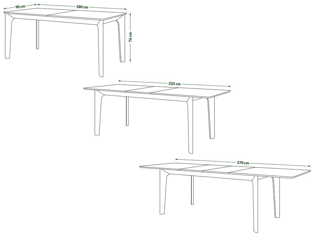 Mazzoni BARI Természetes Tölgy 180x90 cm (+2 db 45 cm-es bővítőlap) - 270 CM-IG BŐVÍTHETŐ JAPÁN/SKANDINÁV STÍLUSÚ FA ASZTAL
