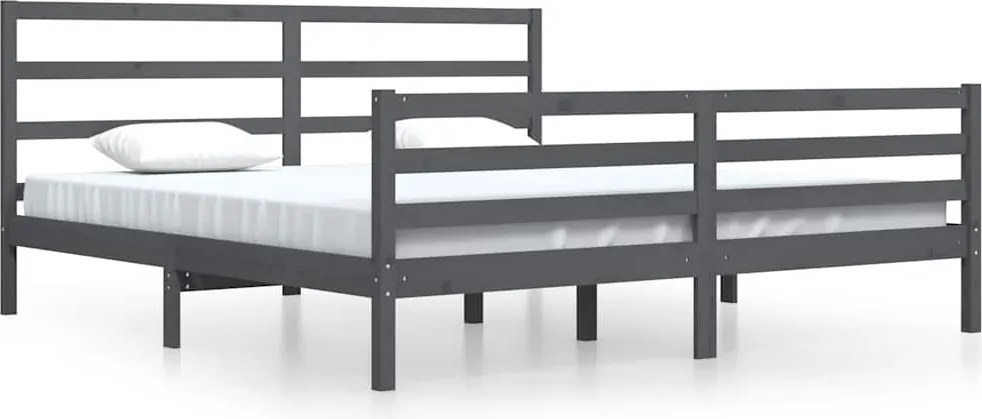 vidaXL szürke tömör fenyőfa ágykeret 200 x 200 cm