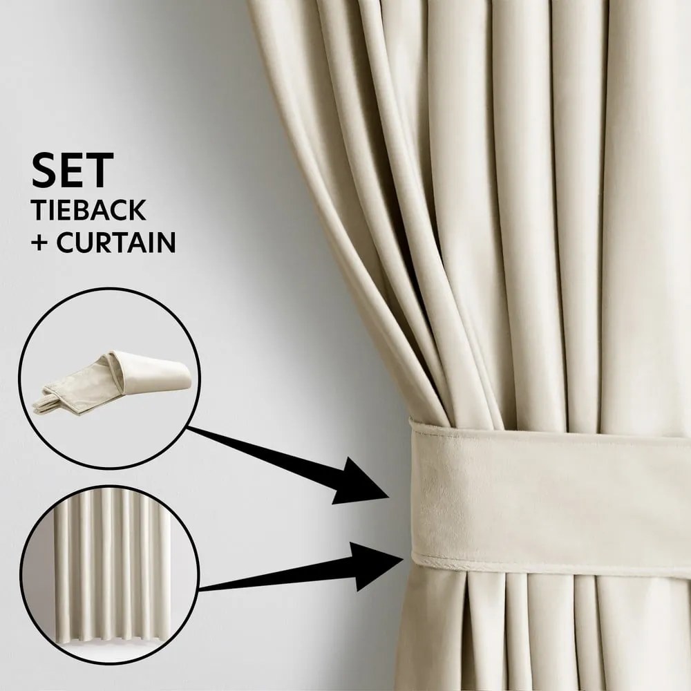 Bézs bársony dimout (részleges sötétítő) függöny 140x245 cm Eyelets – Restilo