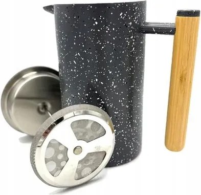 French Press 1000 ml szürke, fa nyéllel