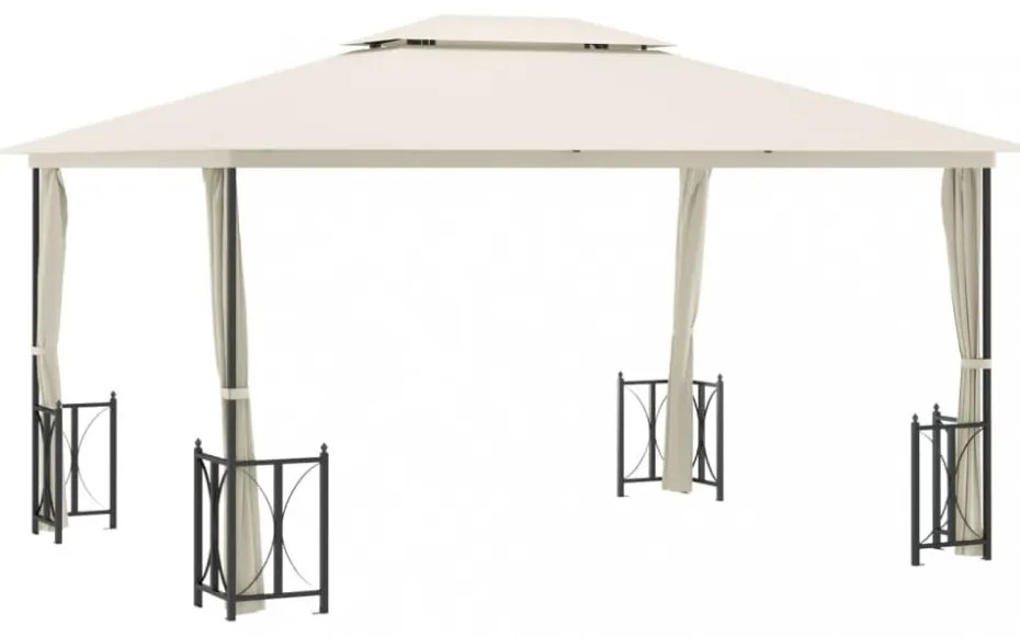 krémszínű pavilon oldalfalakkal és dupla tetővel 3x4 m