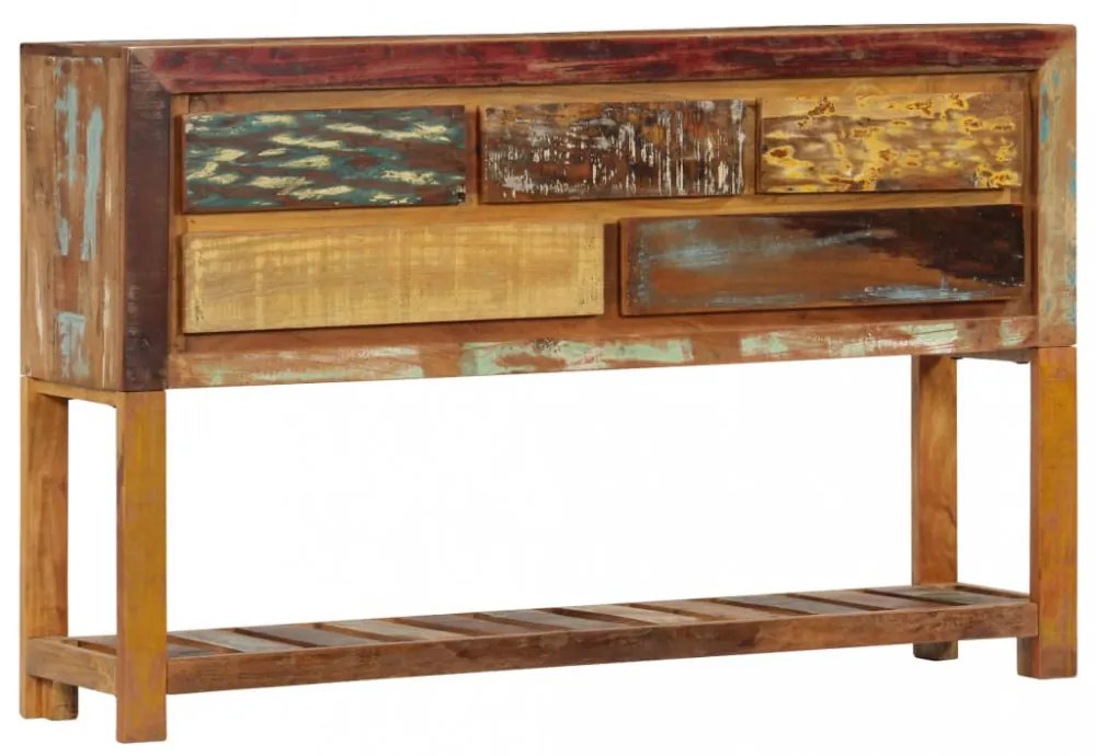 tömör újrahasznosított fa tálalószekrény 120 x 30 x 75 cm