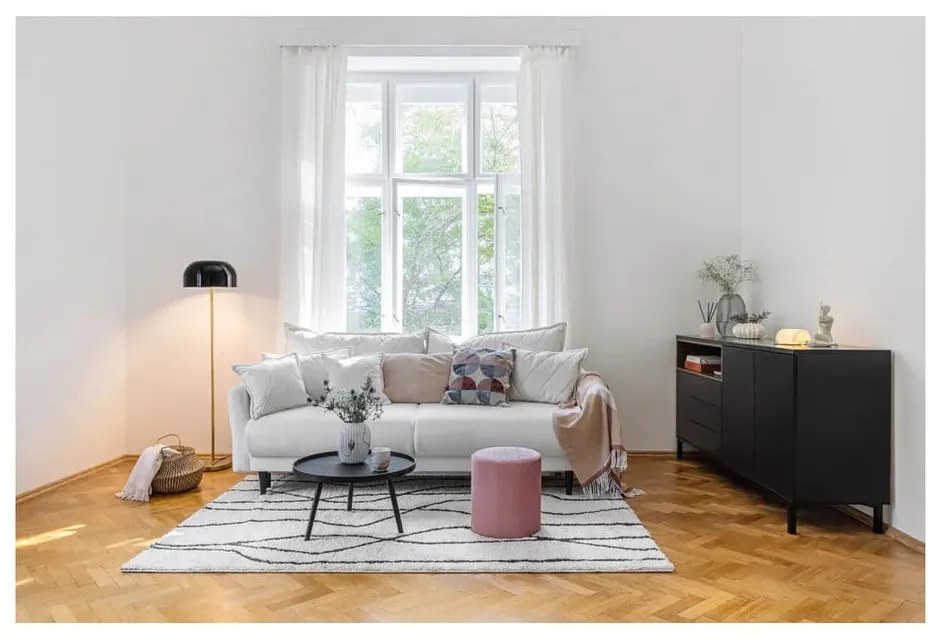 Fehér kordbársony kinyitható-tárolóhelyes kanapé 215 cm Bjork – Bonami Selection