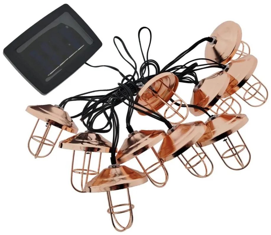 Napelemes LED fényfüzér 10xLED/1,2V 300 mAh 3,8 m IP44 rézszínű