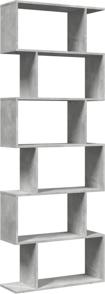 vidaXL 6 szintes betonszürke fa térelválasztó könyvespolc 70x24x193 cm
