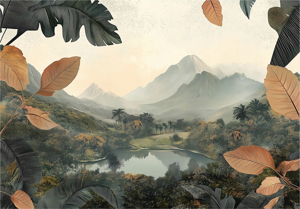 Fotótapéta Természet Hegyek Erdő Tó Hálószoba Nappali Tapéta Flizelina 200x140