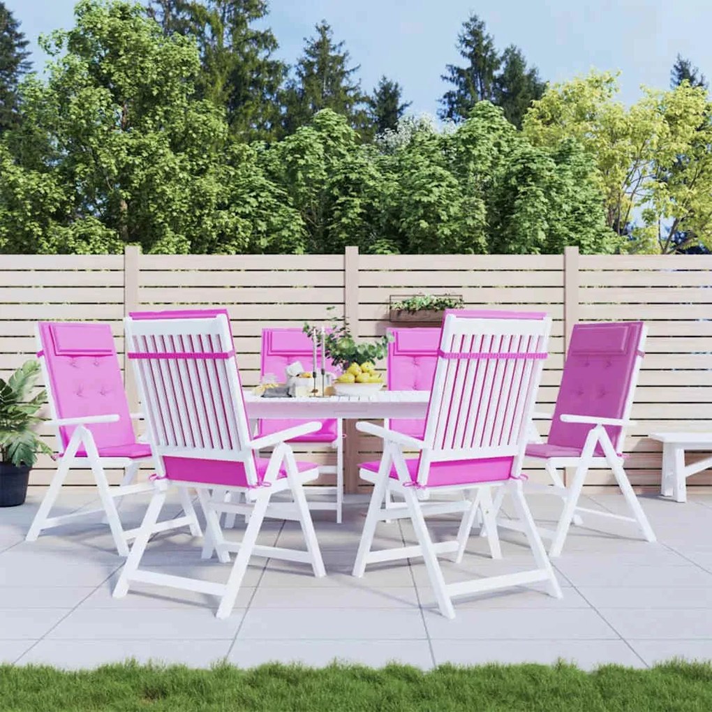 6 db rózsaszín oxford-szövet magas háttámlájú székpárna