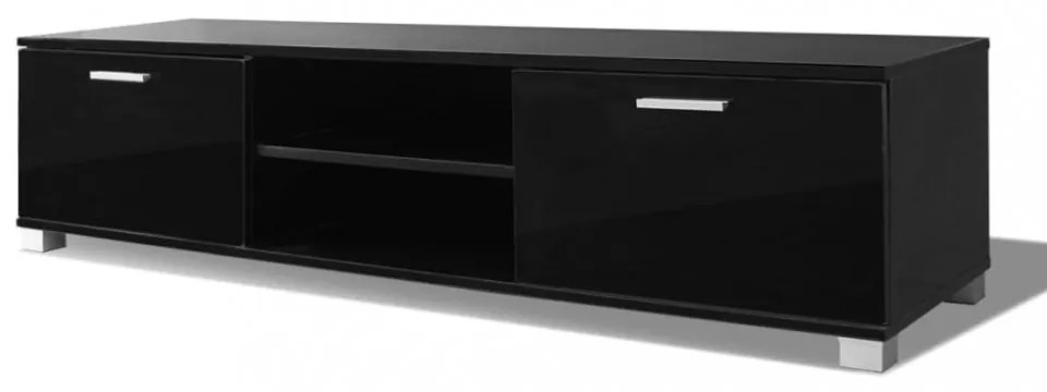 magasfényű fekete TV-szekrény 140 x 40,5 x 35 cm