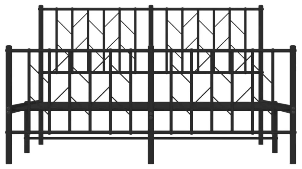 fekete fém ágykeret fej- és lábtámlával 135 x 190 cm