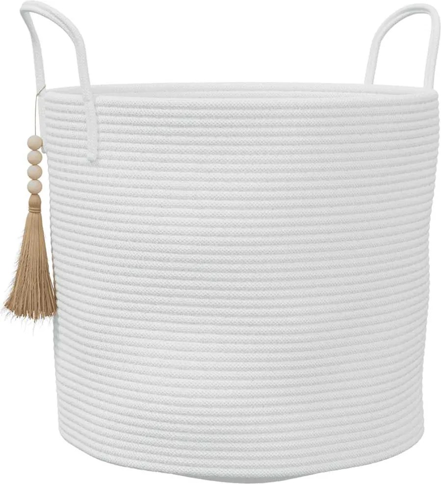 vidaXL fehér pamut tárolókosár Ø40 x 35 cm