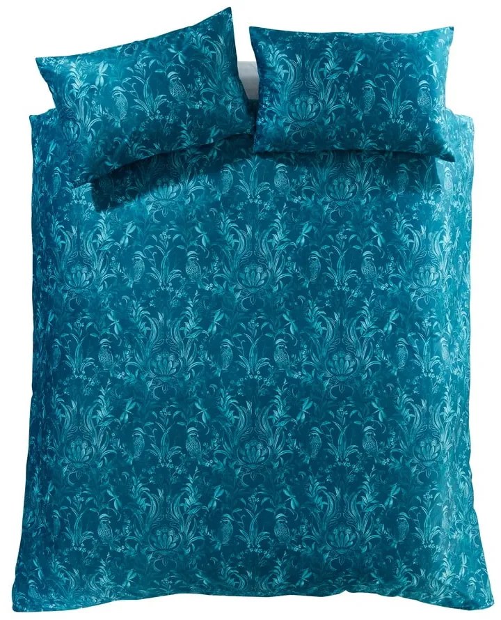 Kék kétszemélyes bársony ágyneműhuzat 200x200 cm Regal Birds – Catherine Lansfield