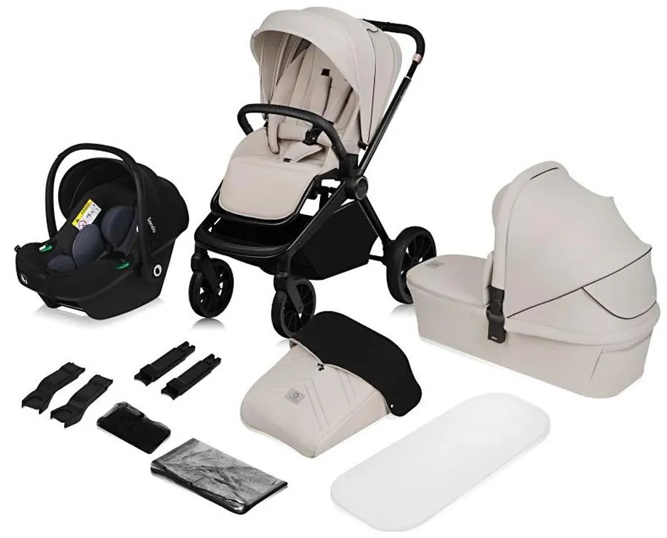 Lionelo - 3 az 1-ben kombinált babakocsi MIKA PLUS Beige Sand